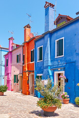 Street with colorful old houses in Burano
