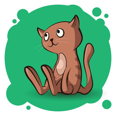 Vector illustration of a sitting cartoon cat.