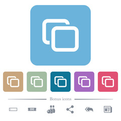 Tabs flat icons on color rounded square backgrounds