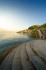 Beaufitul romantic scenery of Bellagio on Como lake in Lombardy northern Italy at the sunset