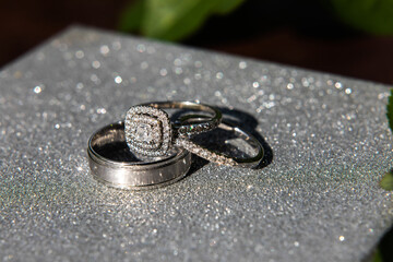Wedding rings. Inlaid with diamonds.