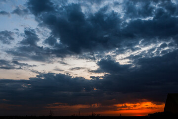Dusk,Sunset Sky in the Evening,Dramatic and Wonderful Cloud on Twilight,Majestic Dark Blue Sky Nature Background,Colorful Cloud on summer season,Idyllic