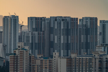 Fototapeta na wymiar High rise buildings at Singapore in the evening
