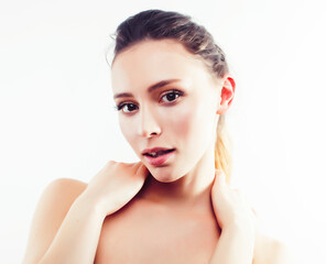 Naklejka premium young pretty caucasian woman spa isolated on white background, beauty people making cosmetic care concept