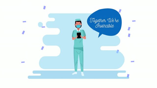 nurse with together we are invincible message campaign