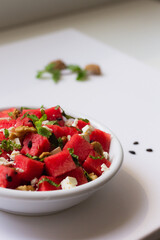 Watermelon, Feta Cheese and Walnut Salad