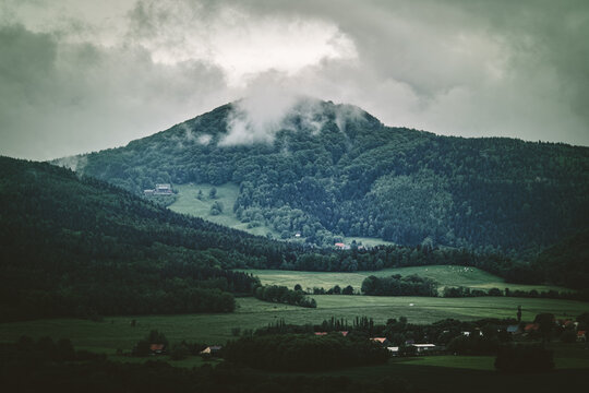 view to the Lausche in Zittau mountains