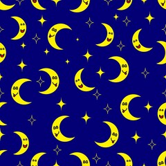 Obraz na płótnie Canvas moon night children pattern blue