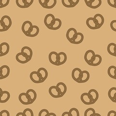 seamless pattern with pretzel in brown color