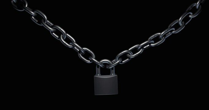 Chain with padlock. 3d rendering