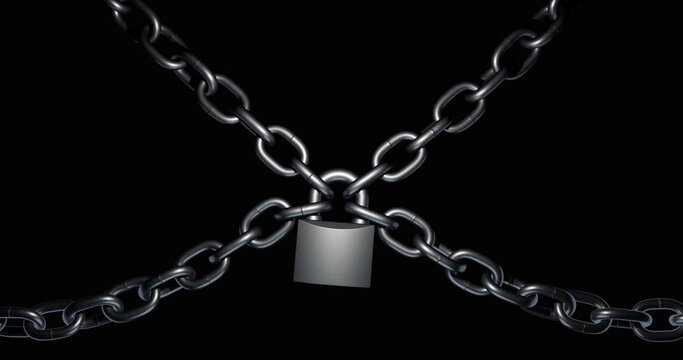 Chain with padlock. 3d rendering