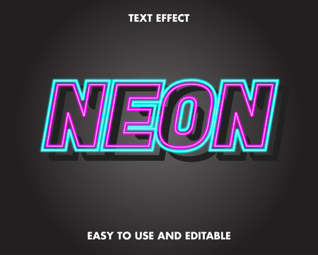 Neon realistic text effect, editable text. premium vector