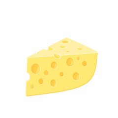 Piece of swiss cheese. Vector illustration cartoon flat icon isolated on white.