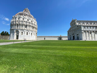 Field of Miracles, Pisa. Panoramic view without tourists on a sunny day