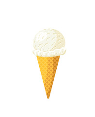 Vanilla ice cream cone. Design template for AD, promo, menu, flyer. Vector illustration cartoon icon isolated on white background.