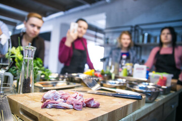 students in a master class of professional haute cuisine