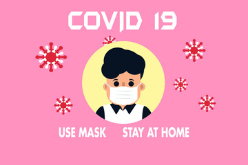 COVID-19 Use mask Stay Safe Vector illustration