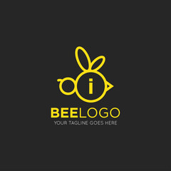 Fototapeta premium initial i letter bee logo vector illustration design template