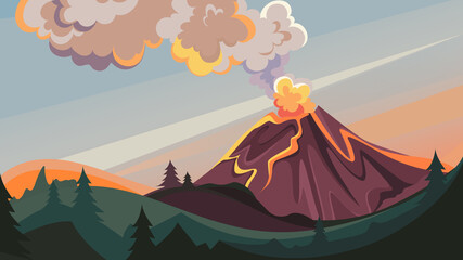 Active volcano in the wild. Beautiful nature scenery. © Pakon