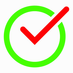 Ok vector icon. Flat green symbol. Check mark icon design. Confirmations. The choice. Notification.  