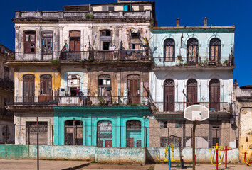 Old building facades at "La Habana Vieja". La Habana, Cuba.  