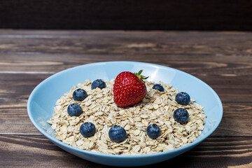 healthy breakfast decorated with berries.