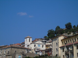 Fototapeta na wymiar View of the City of Taverna (Calabria, Italy) with the church of Saint Barbara