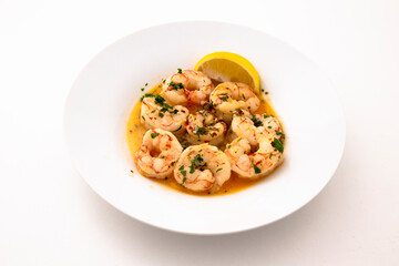 Garlic lemon shrimp with red chili and parsley