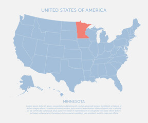 United states of America state Minnesota USA map