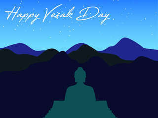 Vesak Day Vector Illustration Icon Buddha wih lotus flower flat vector