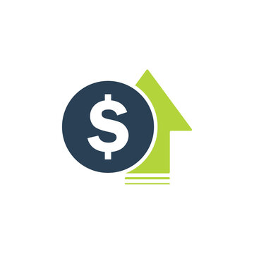 Cost symbol dollar increase icon. Vector illustration.