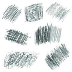 Set of grayscale crayon pencil scratches. Grunge element for your design.