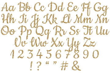 Gold Glitter Alphabet. Glitter Letters.