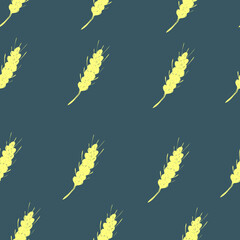 vector illustration seamless pattern from yellow wheat spikelets on a blue background