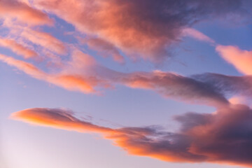 Sunset clouds orange and pastel color.