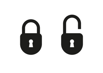 Lock icon set, vector isolated button in flat