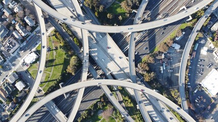 Beautiful aerial shot of the  MacArthur Maze, Oakland CA, USA