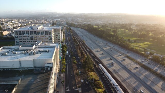 Aerial Shot The Bay Area Rapid Transit BART On The Railways