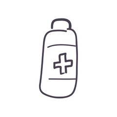 Cross inside bottle line style icon vector design