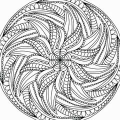 abstract leaves with ornaments drawn on a white background for coloring, vector,