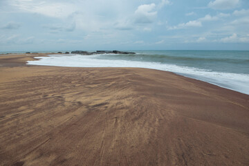 Fototapeta na wymiar On the beach in Yala National Park in Sri Lanka.