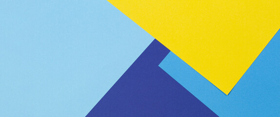 Abstract blue and yellow color paper geometry composition background