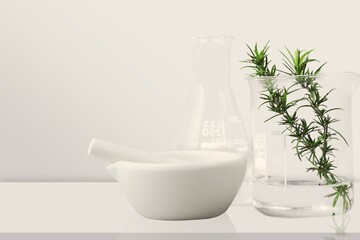 Laboratory and research glass tubes with herbal