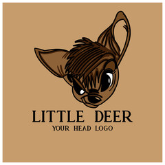 little deer head logo vector. drawing illustration