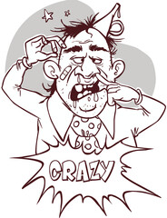 A crazy person in  vector stock illustration