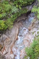 Koritnica gorge in Loska Koritnica valley in Triglav national park and Julian alps in Primorska, Slovenia.