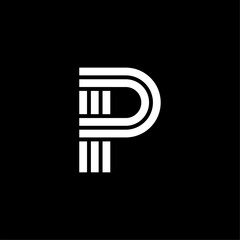 Triple Double Line Letter Logotype P