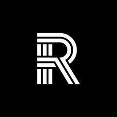 Triple Double Line Letter Logotype R