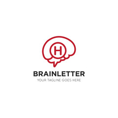 initial leter h brain logo and icon vector illustration design template