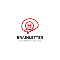 Obraz premium initial leter h brain logo and icon vector illustration design template